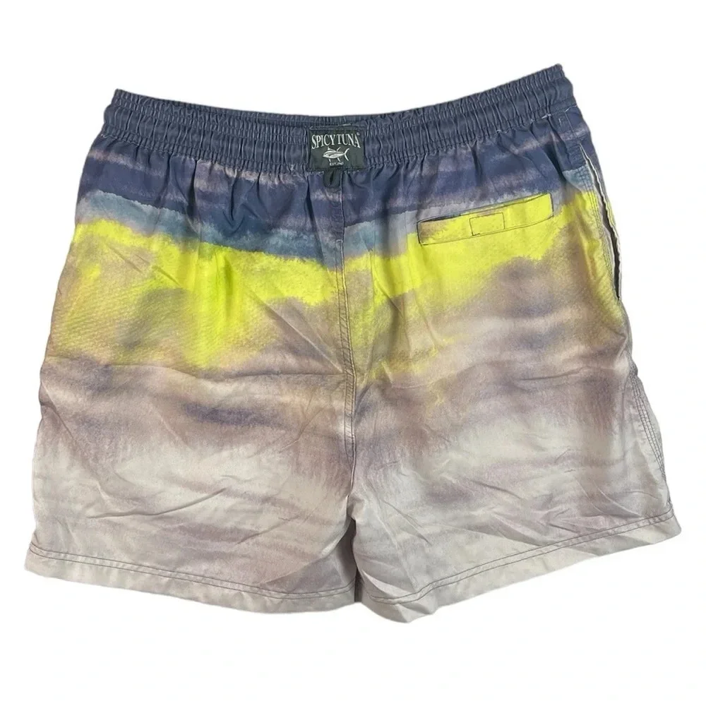 SH101 Men’s Spicy Tuna Brand Hawaiian Palm Tree Lined Swim Trunks XL